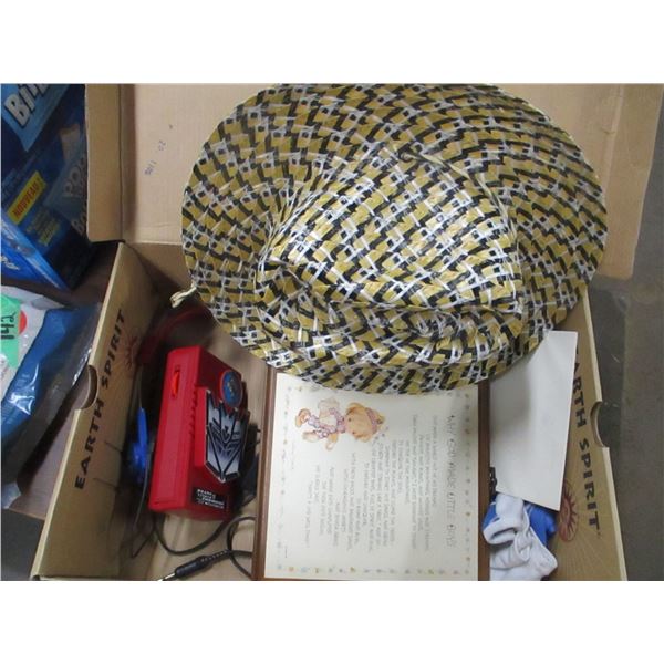 BOX C/W HATS & MISC