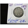 Image 1 : 1872 H FINE VICTORIAN CANADA SILVER QUARTER