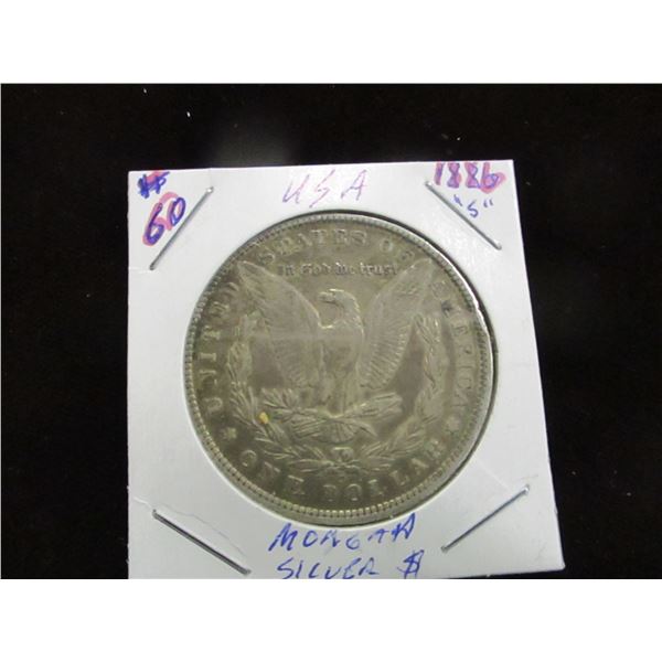 1886 "S" USA MORGAN SILVER DOLLAR