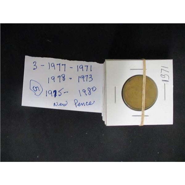 3 - 1977, 1971, 1973, 1978, 1975, 1980 NEW PENCE COINX