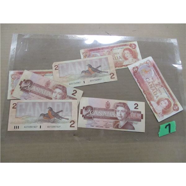 SHEET OF 7 CANADA $2 BILLS