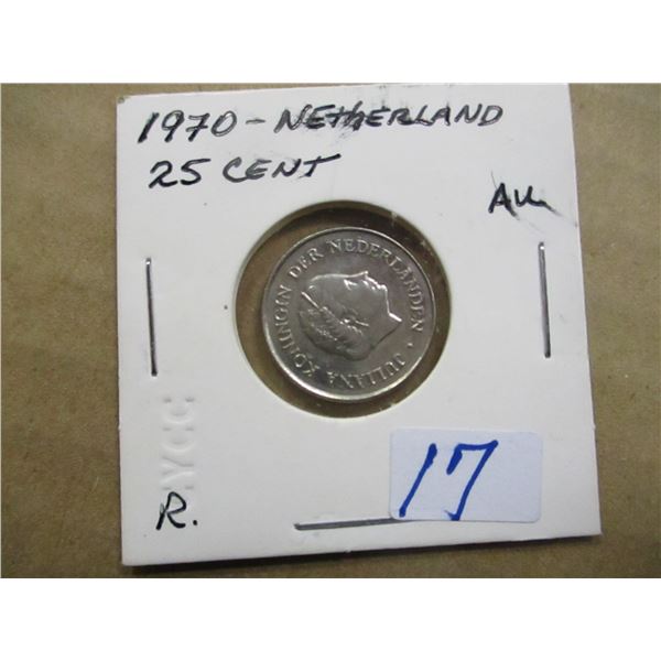 1970 NETHERLAND 25 CENT COIN