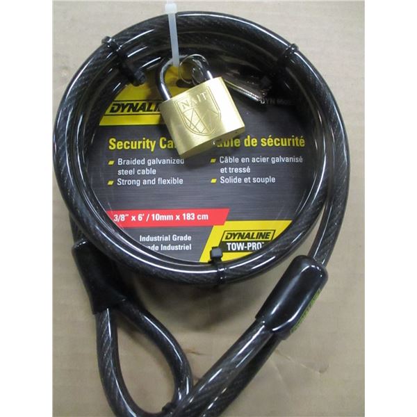 NEW:  3/8" X 6' SECURITY CABLE C/W LOCK