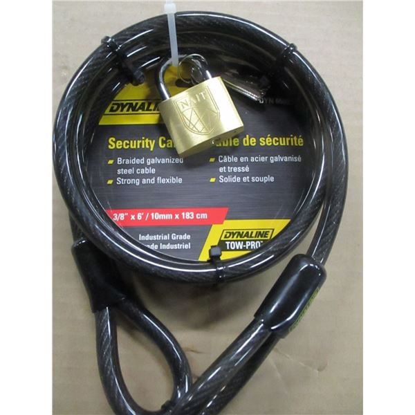 NEW:  3/8" X 6' SECURITY CABLE C/W LOCK
