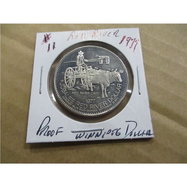 1977 PROOF CAMEO RED RIVER WINNIPEG DOLLAR