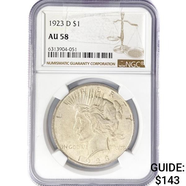1923-D Silver Peace Dollar NGC AU58