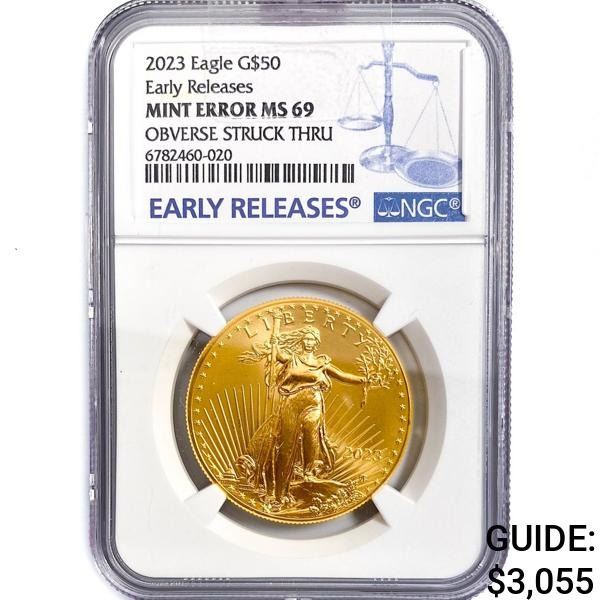 2023 $50 1oz AGE NGC MS69 Struck Thru