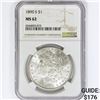 Image 1 : 1890-S Morgan Silver Dollar NGC MS62