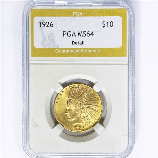1926 $10 Gold Eagle PGA MS64 Detail