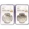 Image 1 : (2) 1922-D Peace Silver Dollars NGC MS61