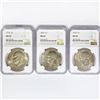 Image 1 : 1974 Set (3) Eisenhower Silver Dollars NGC MS65