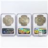 Image 2 : 1974 Set (3) Eisenhower Silver Dollars NGC MS65