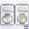 Image 1 : 1922-D Set (2) Silver Peace Dollar NGC MS62
