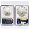 Image 2 : 2008, 2014 Set (2) American Silver Eagles NGC MS69