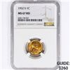 Image 1 : 1952-S Wheat Cent NGC MS67 RD