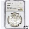 Image 1 : 1883-CC Morgan Silver Dollar NGC MS62