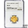 Image 1 : 1914 1/2 Sov 3.99g G. Britain Gold NGC MS62