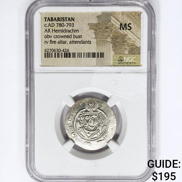 AD 780-793 Tabaristan AR Hemidrachm NGC MS