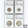 Image 1 : 1938-1957 Set (4) 5C, 10C, 50C NGC MS65