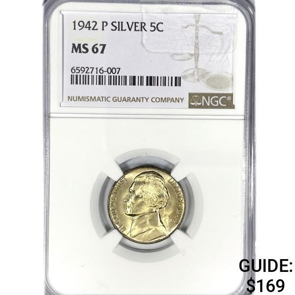 1942-P Jefferson Nickel NGC MS67