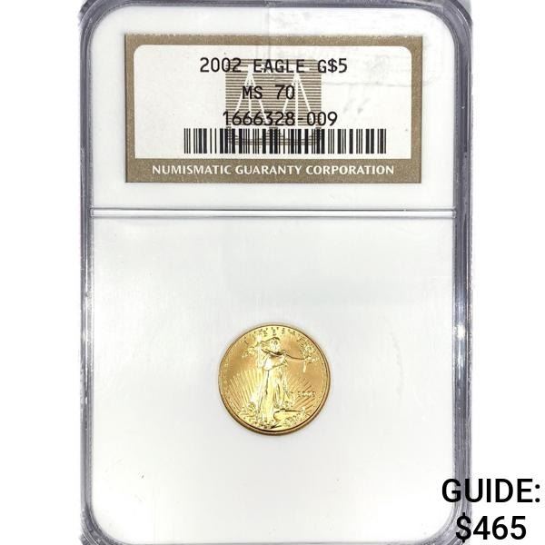 2002 $5 1/10oz American Gold Eagle NGC MS70