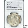 Image 1 : 1923-D Silver Peace Dollar NGC MS62