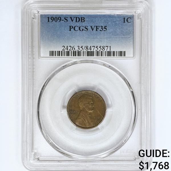 1909-S VDB Wheat Cent PCGS VF35