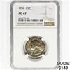 Image 1 : 1958 Washington Silver Quarter NGC MS67