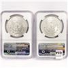 Image 2 : 1889, 1886 Set (2) Morgan Silver Dollar NGC MS62