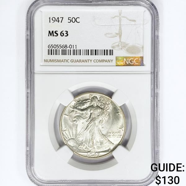 1947 Walking Liberty Half Dollar NGC MS63