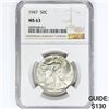 Image 1 : 1947 Walking Liberty Half Dollar NGC MS63