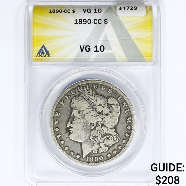 1890-CC Morgan Silver Dollar ANACS VG10