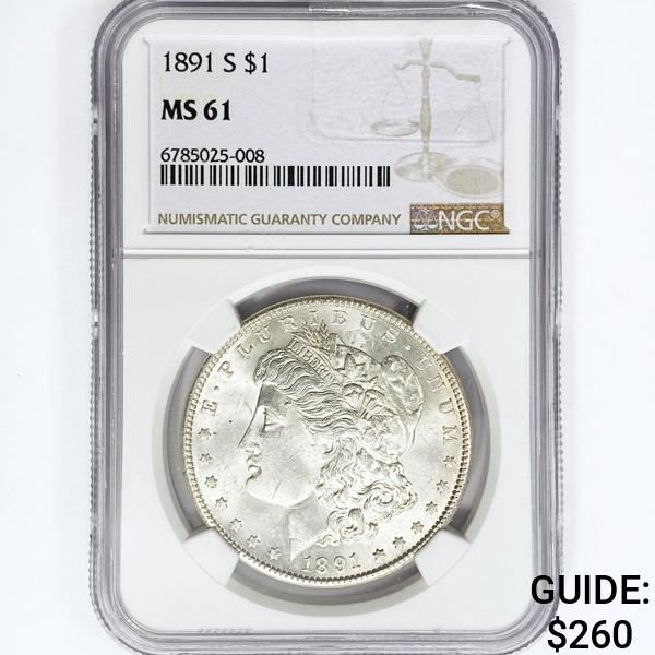 1891-S Morgan Silver Dollar NGC MS61