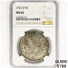 Image 1 : 1921-D Morgan Silver Dollar NGC MS65