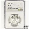 Image 1 : 1943 Walking Liberty Half Dollar NGC MS65