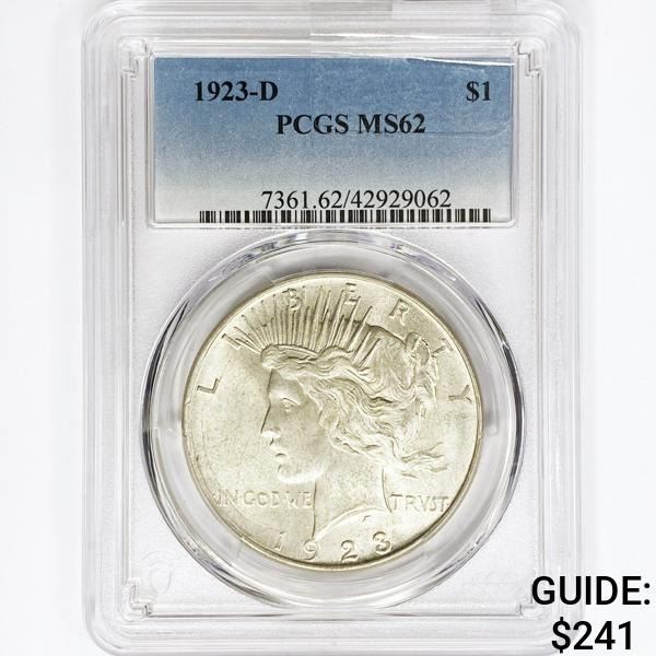 1923-D Silver Peace Dollar PCGS MS62