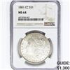 Image 1 : 1881-CC Morgan Silver Dollar NGC MS64