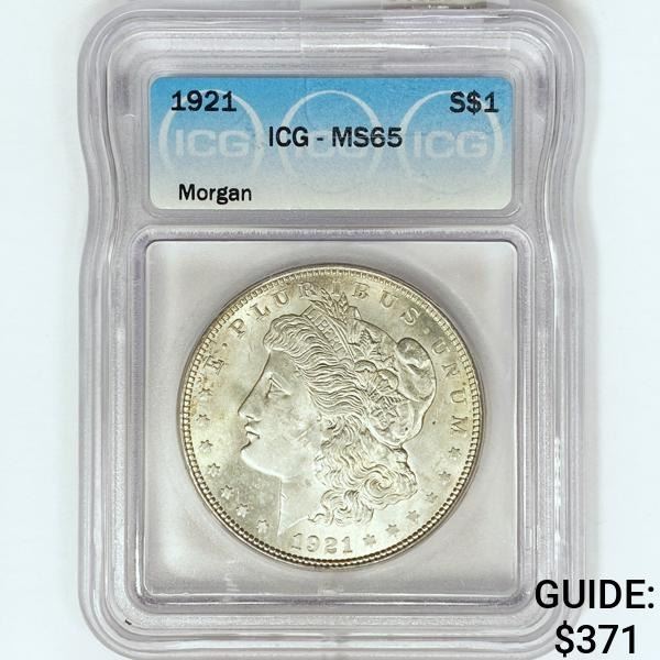 1921 Morgan Silver Dollar ICG MS65