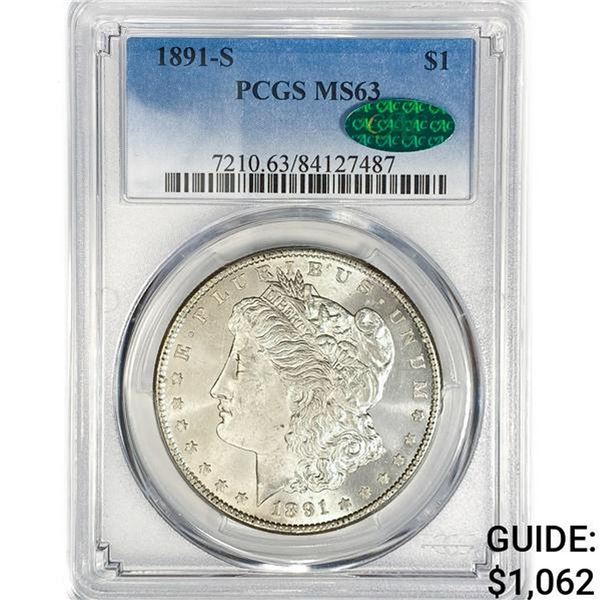 1891-S CAC Morgan Silver Dollar PCGS MS63