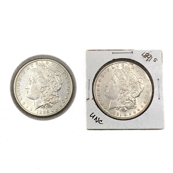 1886-1891 Morgan Silver Dollars (2 Coins)