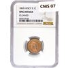 Image 1 : 1865 Indian Head Cent NGC UNC Fancy 5, Details, Cl