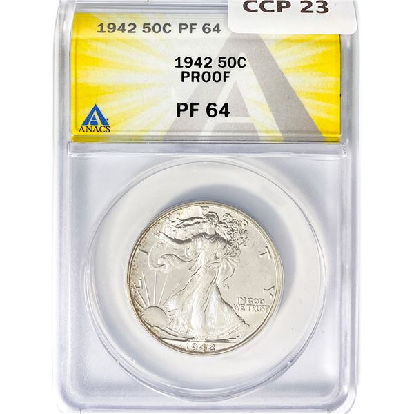 1942 Walking Liberty Half Dollar ANACS PF64