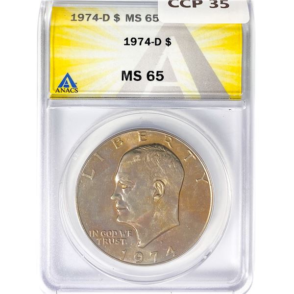 1974-D Eisenhower Silver Dollar ANACS MS65