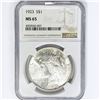 Image 1 : 1923 Silver Peace Dollar NGC MS65