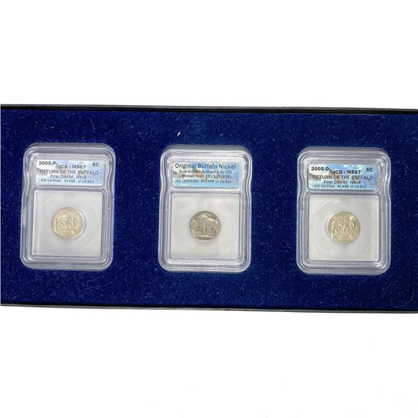 2005 PDS Buffalo 5 Cent Set (3 Coins) ICG