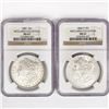 Image 1 : 1884, 1887 Set (2) Morgan Silver Dollar NGC MS62