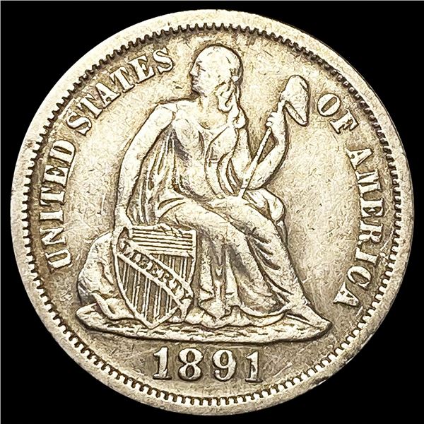 1891 Seated Liberty Dime ABOUT UNCIRCULATED