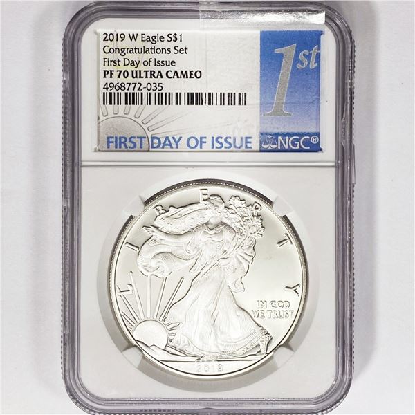 2019-W American Silver Eagle NGC PF70 UC, 1st Day