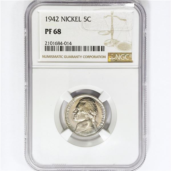 1942 Jefferson Nickel NGC PF68 Nickel