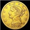 Image 1 : 1847 $5 Gold Half Eagle NICELY CIRCULATED